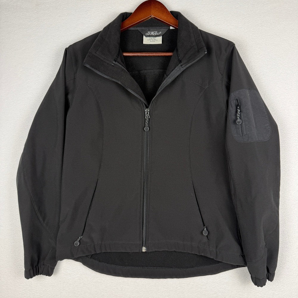 Black Diamond Softshell Jacket Womens S Black Full Zip Fleece Lined 187510